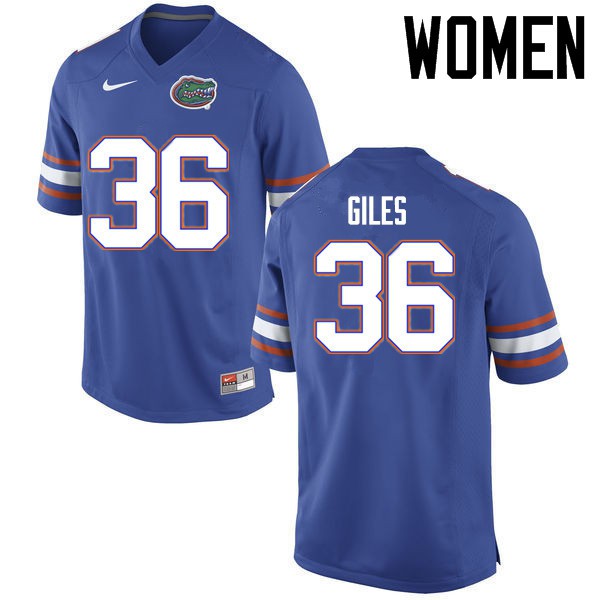 Florida Gators Women #36 Eddie Giles College Football Jersey Blue